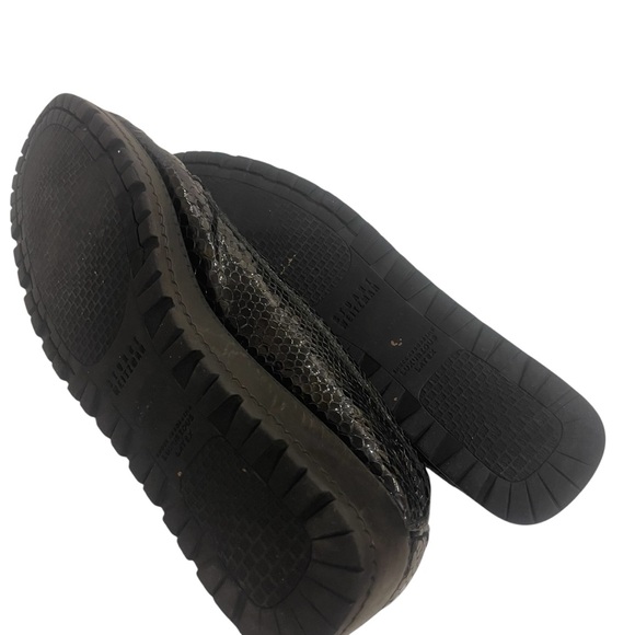 Stuart Weitzman Glossy Black Snakeskin Textured Loafers Shoes - Picture 6 of 7